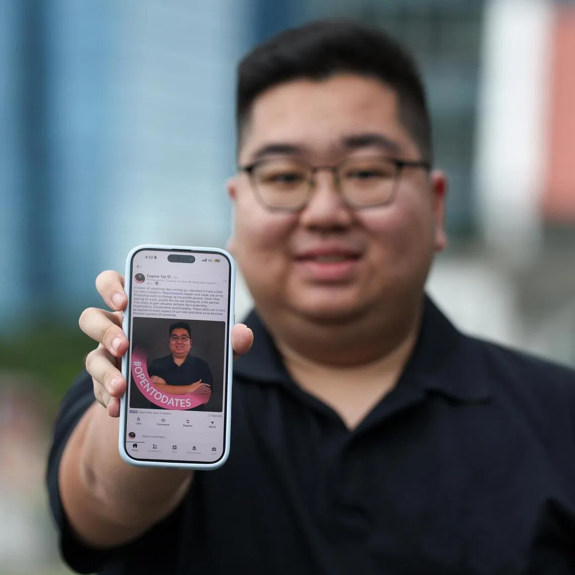 Mr Eugene Tan, 23, created an #OpenToDate LinkedIn badge after months of unsuccessful experiences on dating apps.