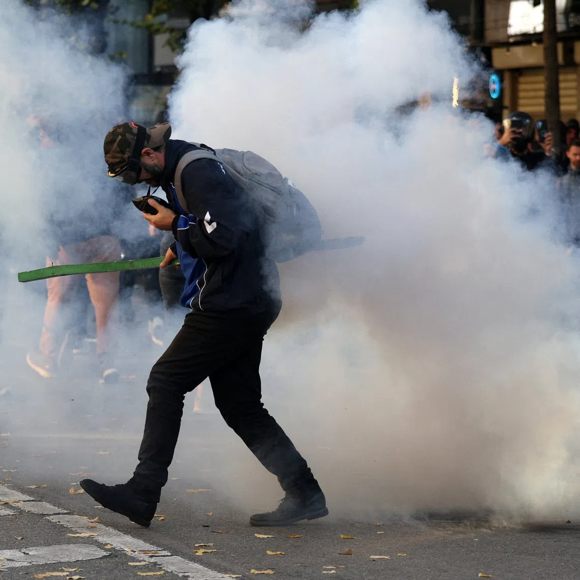 A demonstrator takes part in an anti-government protest held by Albanian students in Tirana, Albania, October 13, 2026. REUTERS/Florion Goga