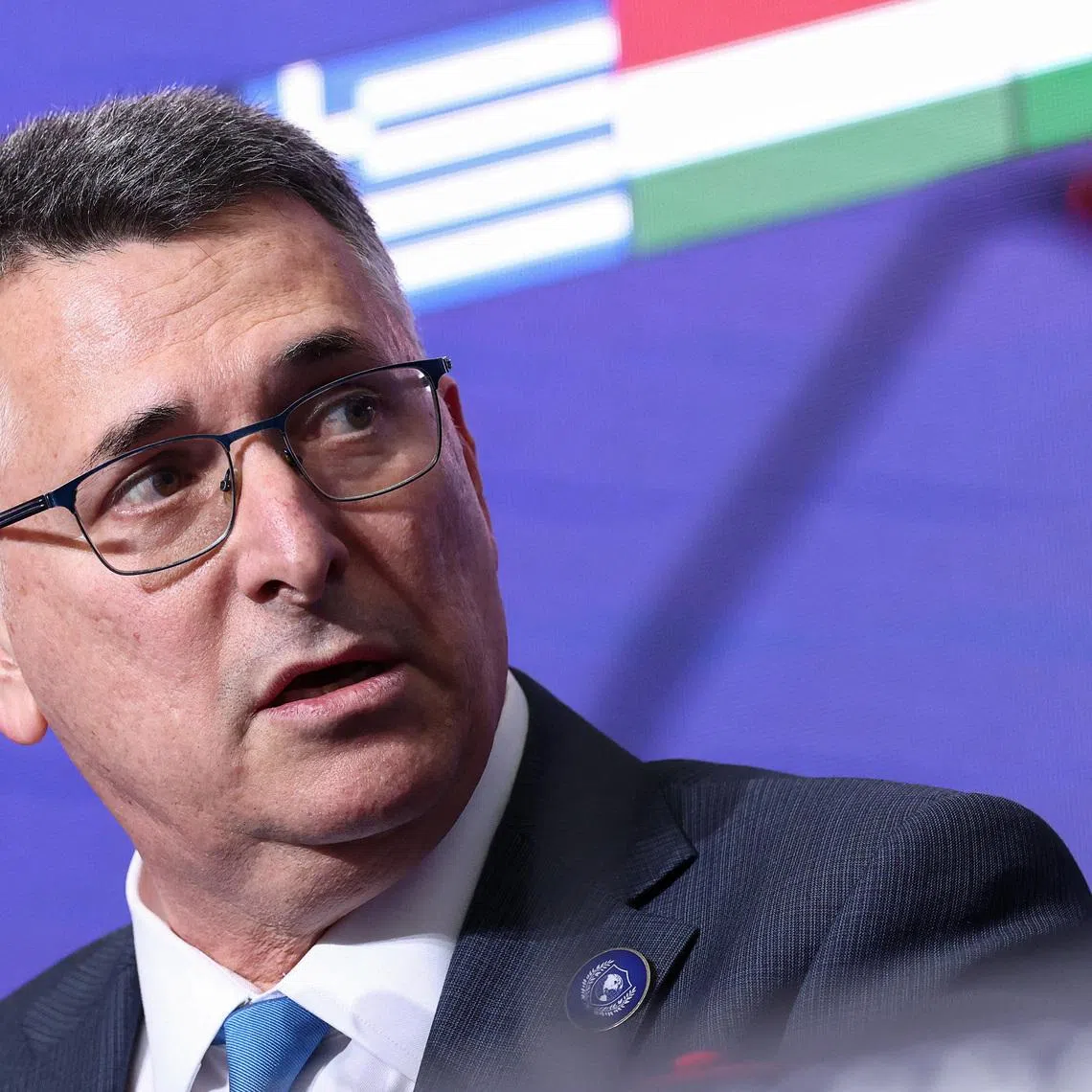 FILE PHOTO: Israeli Foreign Minister Gideon Saar attends the inaugural Board of Peace meeting at the U.S. Institute of Peace in Washington, D.C., U.S., February 19, 2026. REUTERS/Kevin Lamarque/File Photo