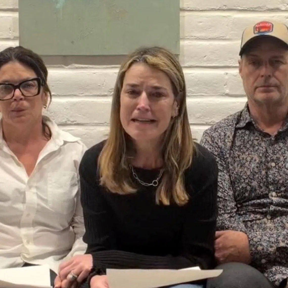 US news anchor Savannah Guthrie (centre) appeared with her siblings in a video on Instagram to make an emotional appeal. 