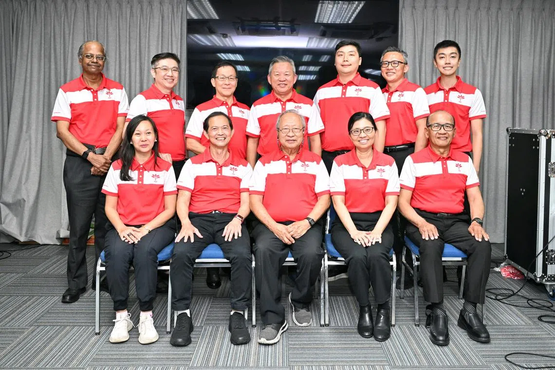 The newly elected members of the Progress Singapore Party’s central executive committee: (front row, from left) Ms Wendy Low, Mr Leong Mun Wai, Dr Tan Cheng Bock, Ms Hazel Poa and Mr A’bas Kasmani; (back row, from left) Mr S. Nallakaruppan, Mr Jonathan Tee, Mr Joseph Wong, Mr Phang Yew Huat, Mr Soh Zheng Long, Mr Anthony Neo and Mr Samuel Lim.