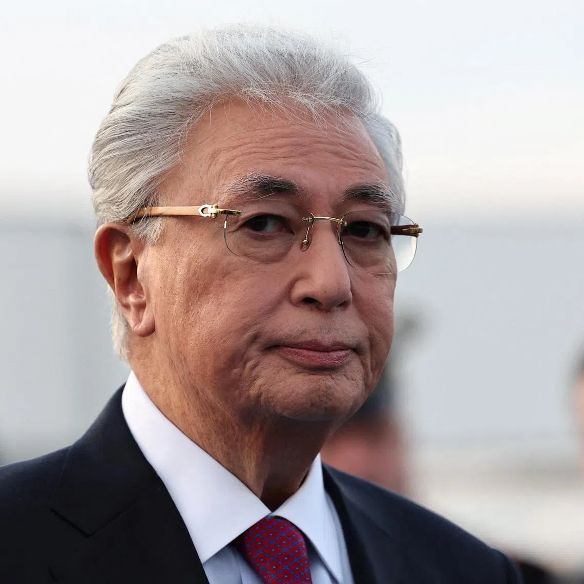 Kazakhstan's President Kassym-Jomart Tokayev waits for Russia's President Vladimir Putin during a welcoming ceremony at an airport in Astana, Kazakhstan, May 27, 2026. Sputnik/Alexander Kazakov/Pool via REUTERS