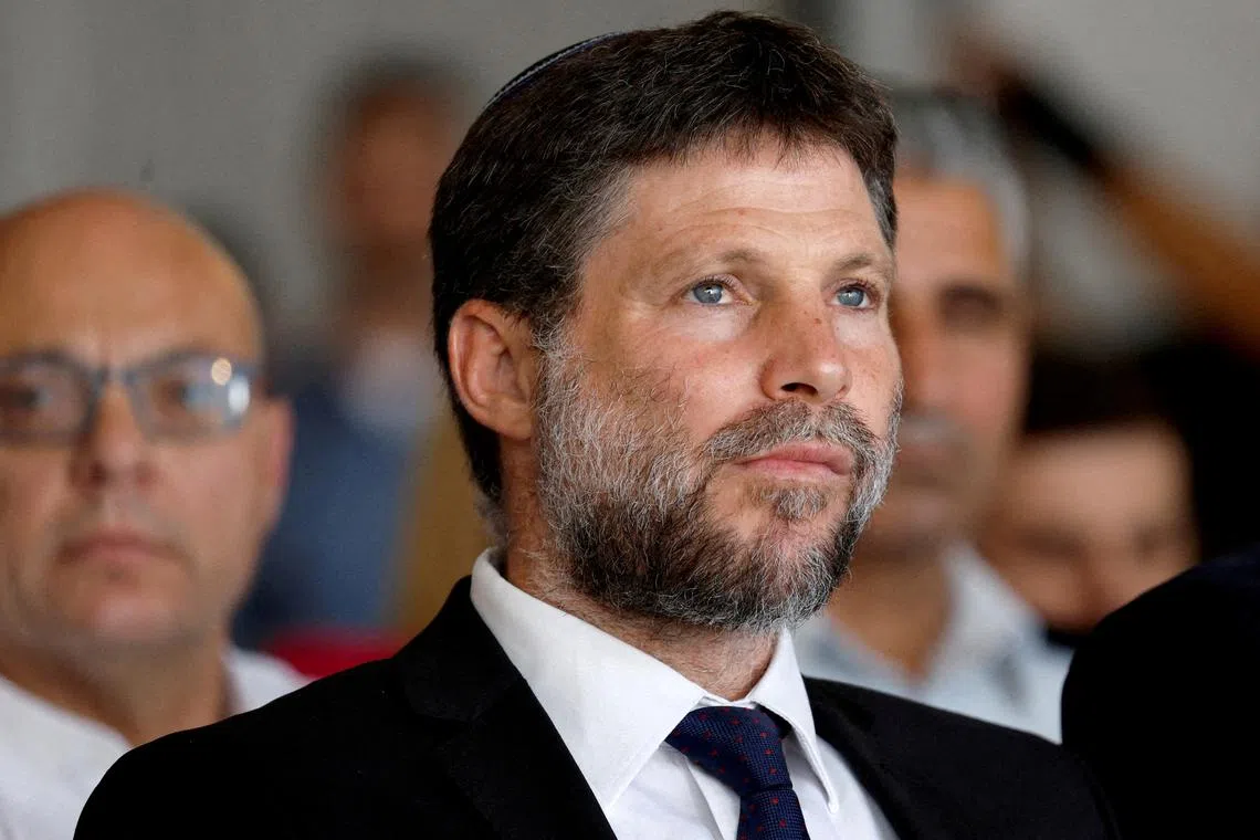 FILE PHOTO: Israeli Finance Minister Bezalel Smotrich attends an inauguration event for Israel's new light rail line for the Tel Aviv metropolitan area, in Petah Tikva, Israel, August 17, 2023. REUTERS/Amir Cohen/File Photo/File Photo