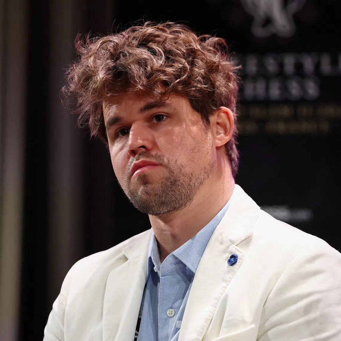 Chess grandmaster Magnus Carlsen attends the news conference ahead of the Freestyle Chess Grand Slam Tour in Paris, France, April 7, 2025. REUTERS/Gonzalo Fuentes