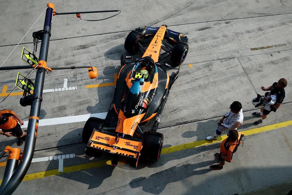 McLaren’s Lando Norris qualified sixth-fastest, sixth-tenths of a second slower than pole sitter Max Verstappen, but will start fifth after Red Bull’s Isack Hadjar received a grid penalty that drops him from third to eighth.