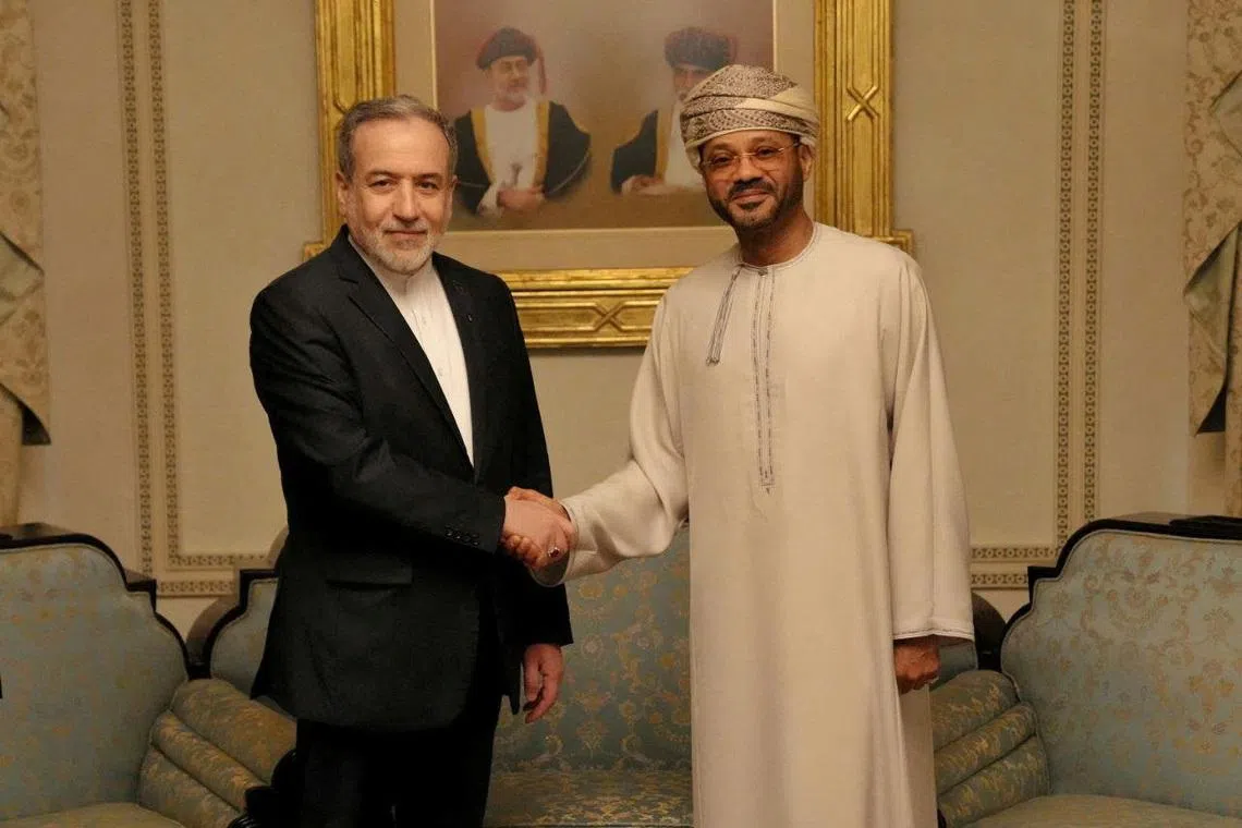 Iranian Foreign Minister Abbas Araghchi meets with Omani Foreign Minister Sayyid Badr Albusaidi in Muscat, Oman, February 6, 2026. Iranian Foreign Ministry/WANA (West Asia News Agency)/ Handout via REUTERS