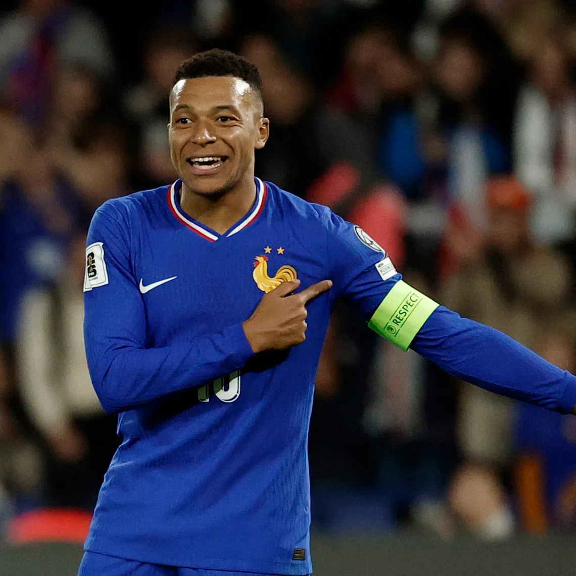 Soccer Football - FIFA World Cup - UEFA Qualifiers - Group D - France v Azerbaijan - Parc des Princes, Paris, France - October 10, 2025 France's Kylian Mbappe reacts REUTERS/Benoit Tessier