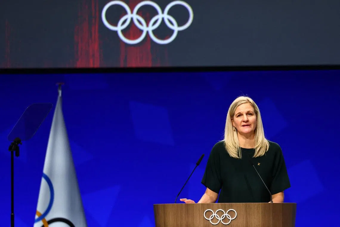 Olympics - IOC Extraordinary Session - Press Conference - SwissTech Convention Center, Ecublens, Switzerland - June 24, 2026 International Olympic Committee president Kirsty Coventry during the session REUTERS/Denis Balibouse