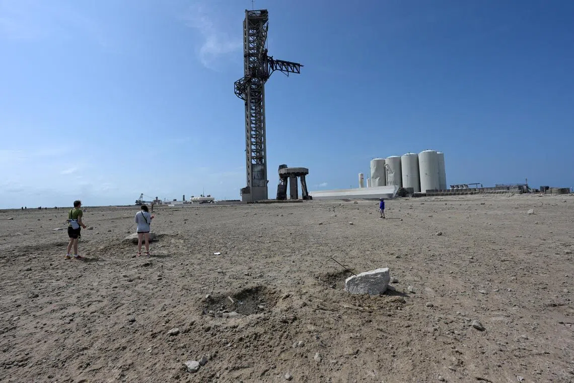 Photos of the launch site show the launch tower still standing and the rocket mount damaged but still intact. 