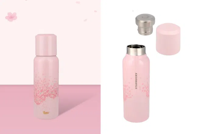 Starbucks Corgi Cherry Blossom Stainless Steel Water Bottle