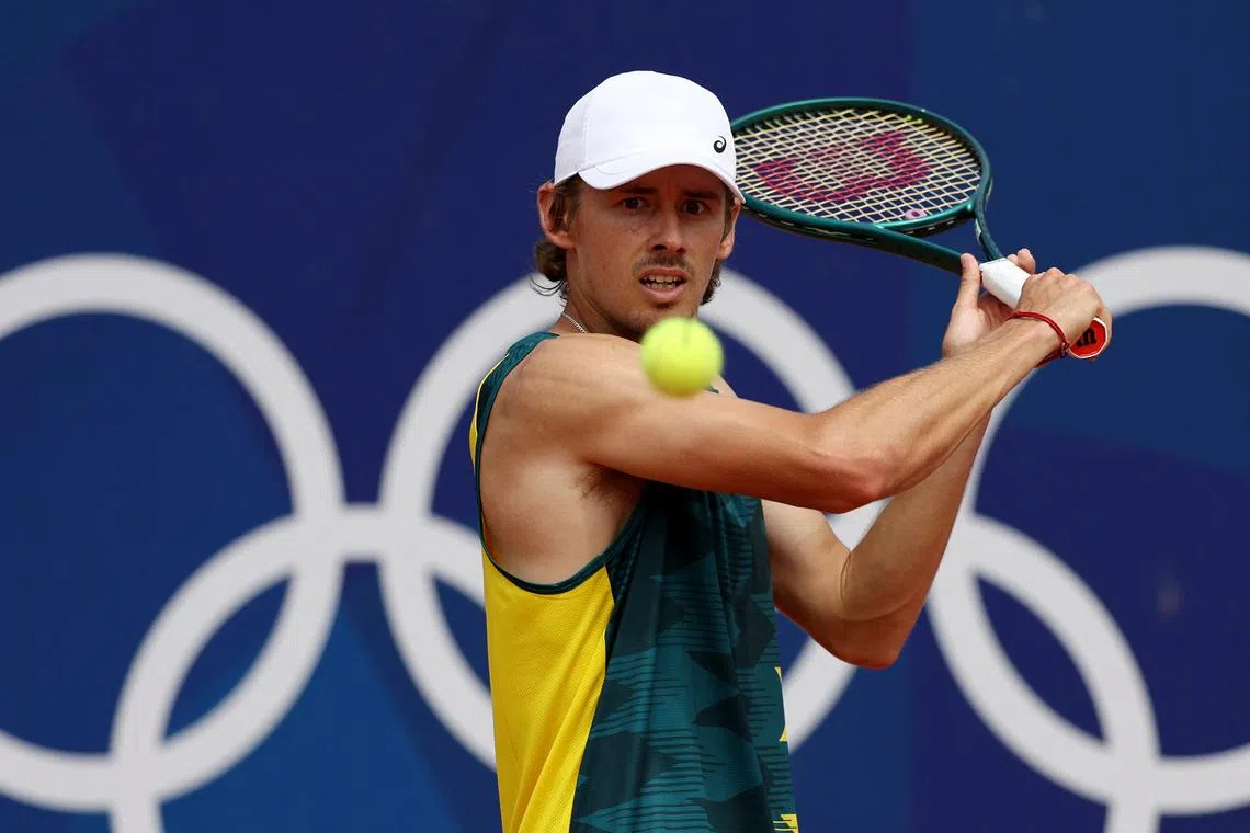 FILE PHOTO: Paris 2024 Olympics - Tennis Training - Roland-Garros Stadium, Paris, France - July 25, 2024. Alex De Minaur of Australia during training. REUTERS/Violeta Santos Moura/File Photo