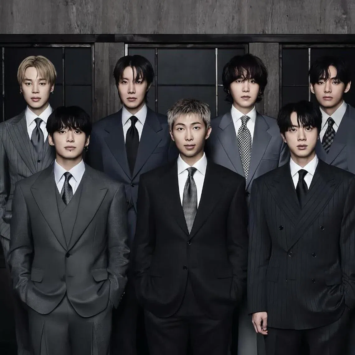 (From left) Jimin, Jungkook, J-Hope, RM, Suga, Jin and V of BTS.