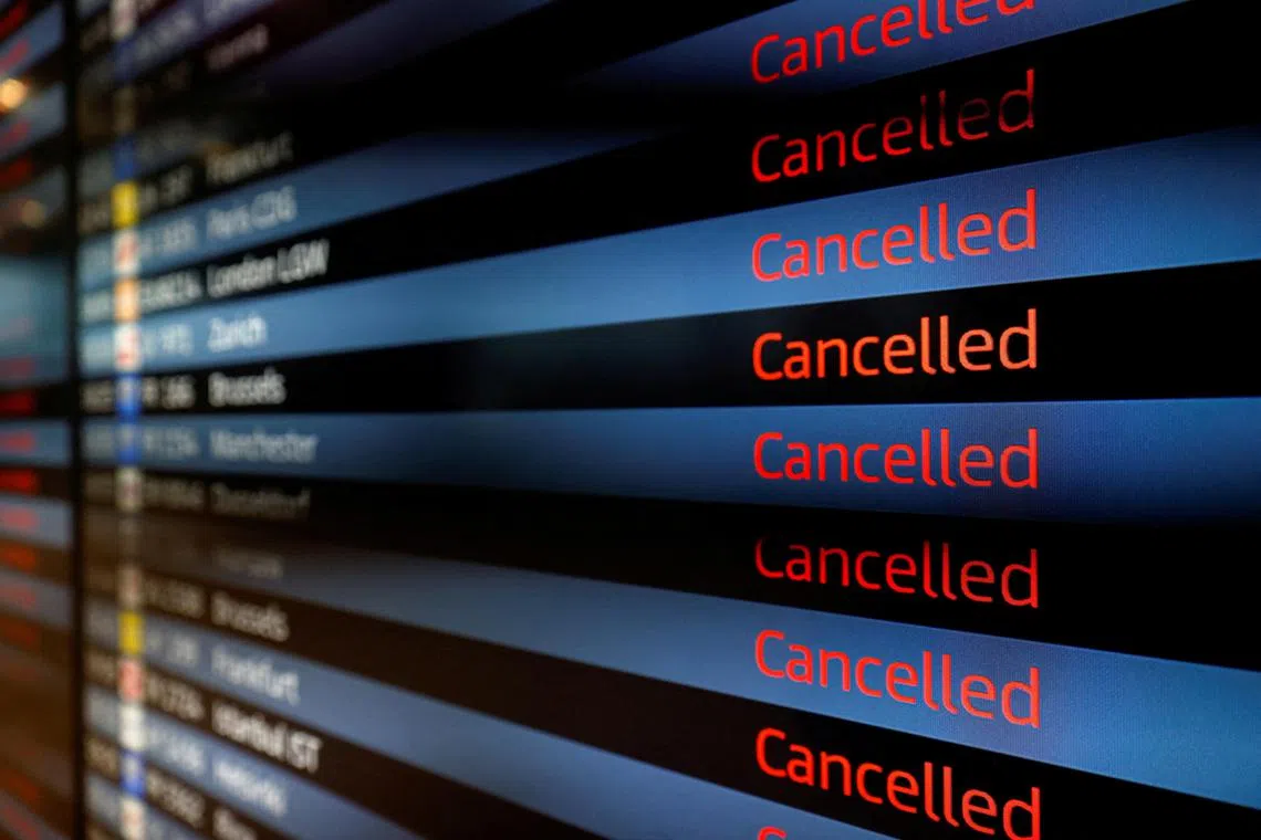 An airport spokesman said roughly 240 flights had been scheduled to take off on Monday.