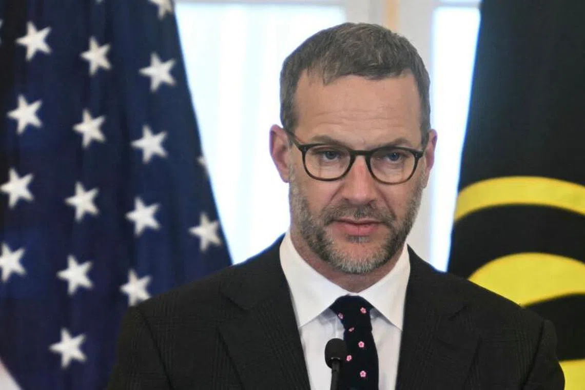 (FILES) US Envoy for Hostages Adam Boehler speaks during a US hostage and wrongful detainee flag raising ceremony at the State Department in Washington, DC, on March 6, 2025. The US envoy who held unprecedented direct talks with Hamas said on March 9, 2025, the meeting had been "very helpful" and he was confident a hostage release deal could be reached "within weeks." Speaking to CNN, Adam Boehler -– a Jewish American -– acknowledged it had been "odd" sitting face-to-face with leaders of a group that the United States has listed as a "terrorist" organization since 1997, but did not rule out further meetings with the Palestinian militants. (Photo by Jim WATSON / AFP)