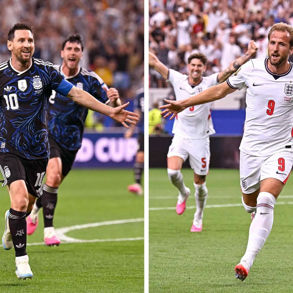 England’s Harry Kane (right) and Argentina’s Lionel Messi are key players in their respective sides.
