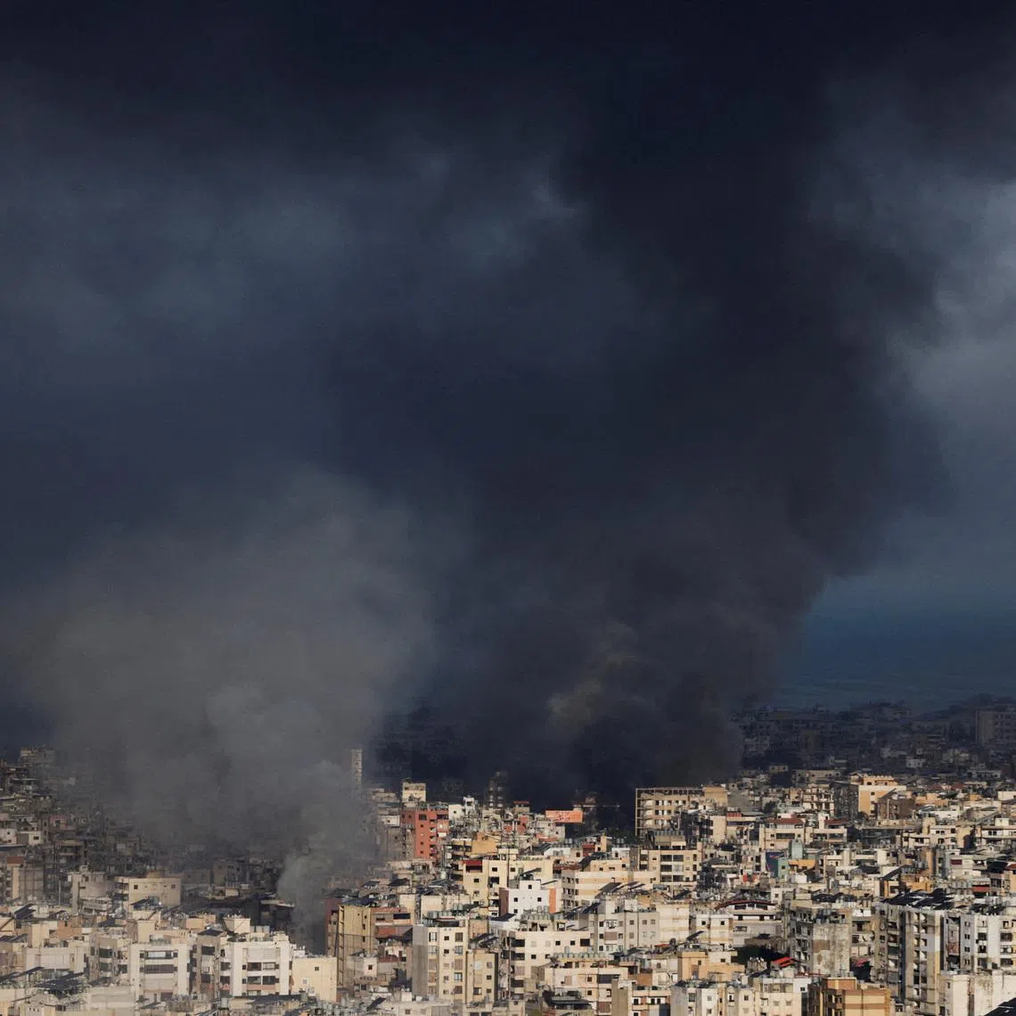 Smoke rising after an Israeli strike on Beirut's southern suburbs on March 3.