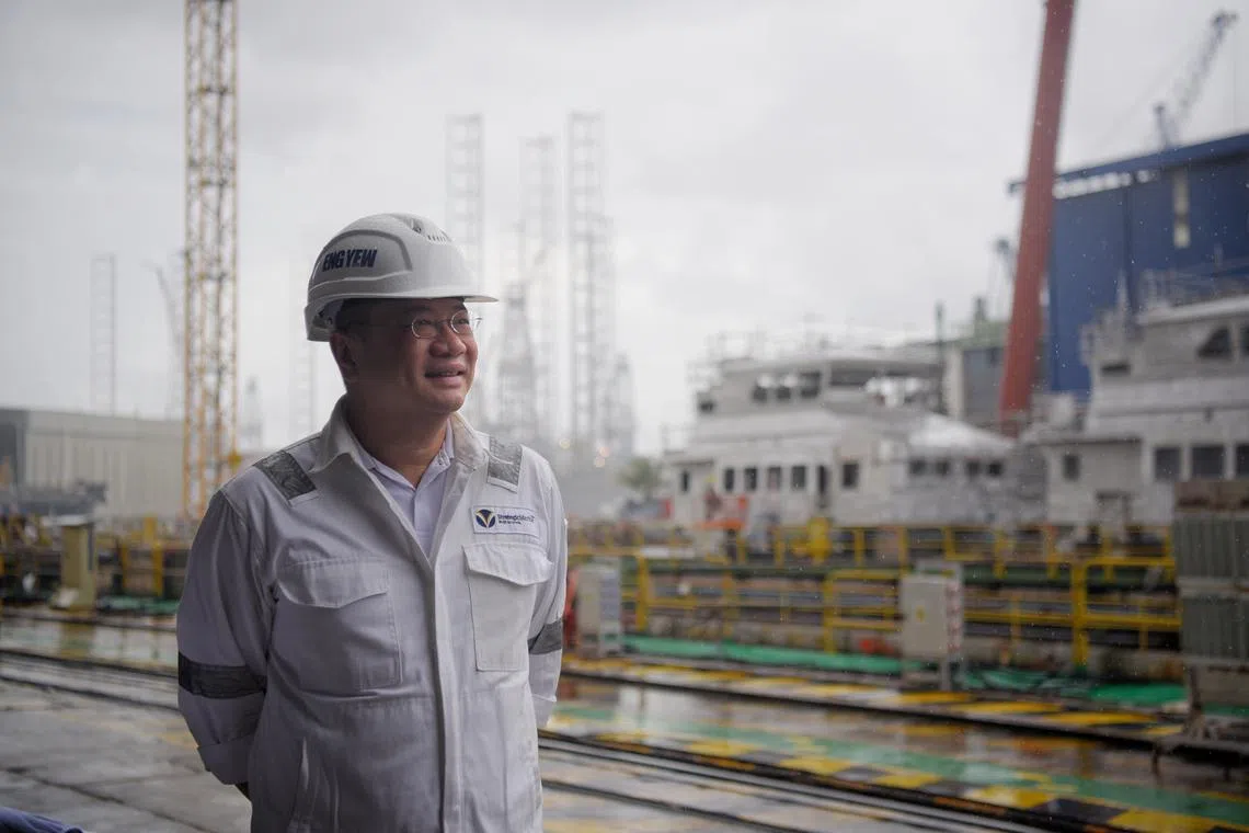 Chan Eng Yew, the chief executive officer of Strategic Marine Group, pictured in front of the shipyard on October 7, 2022.