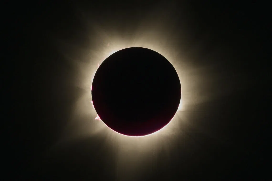 A total solar eclipse, seen from Exmouth, Australia, on April 20, 2023. 