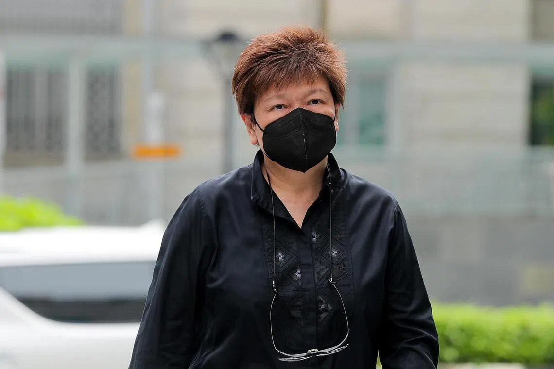 Hyflux’s founder and former chief executive Olivia Lum Ooi Lin leaving the State Courts on Nov 17, 2022.