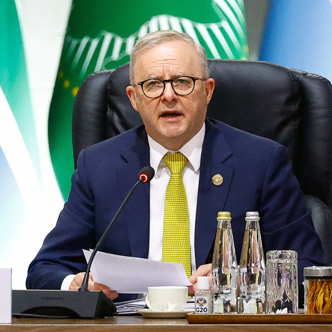 Australia's Prime Minister Anthony Albanese during a plenary session on the opening day of the G20 Leaders' Summit in Johannesburg on Nov 22.