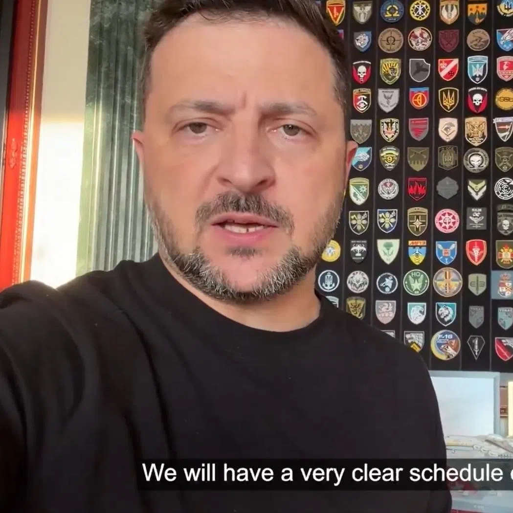 Ukrainian President Volodymyr Zelensky delivering his evening address on June 4.