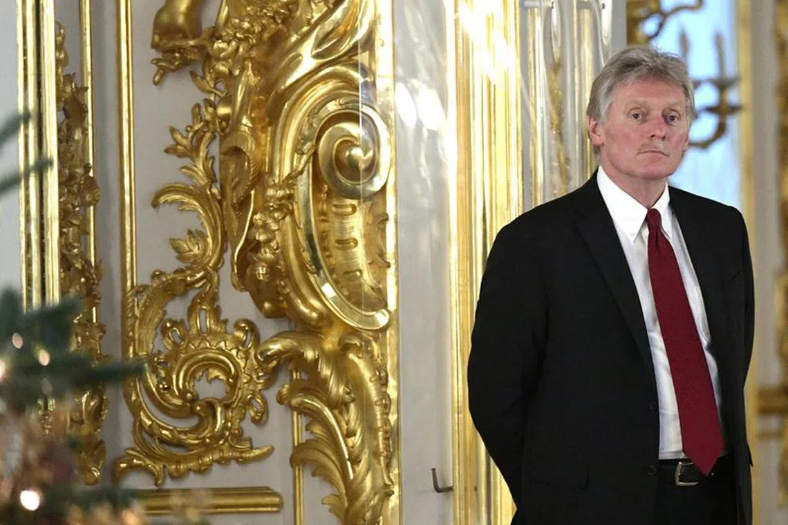 Kremlin spokesman Dmitry Peskov looks on during a visit of CIS heads of state to the Catherine Palace at the Tsarskoye Selo State Museum and Reserve in Saint Petersburg, Russia December 26, 2023. Sputnik/Alexei Danichev/Kremlin via REUTERS/file photo