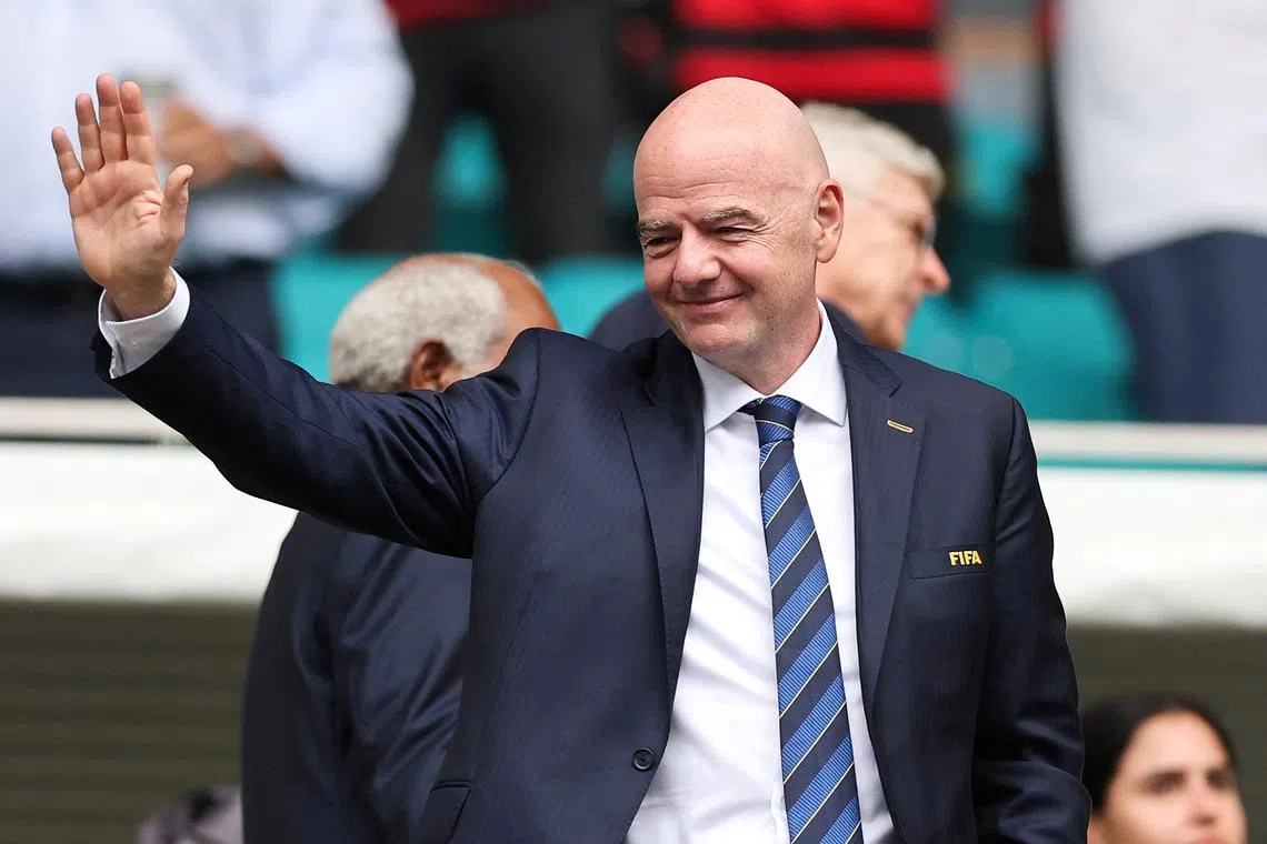 Fifa president Gianni Infantino in the stands before the Club World Cup match between Flamengo and Bayern Munich on June 29.