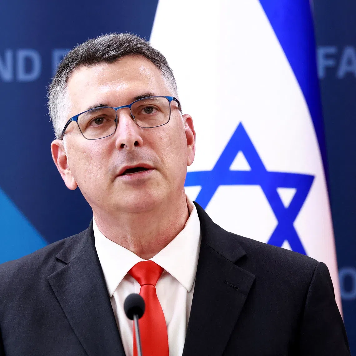 Israeli Foreign Minister Gideon Saar speaks at a press conference during his visit, in Ljubljana, Slovenia September 9, 2026. REUTERS/Borut Zivulovic