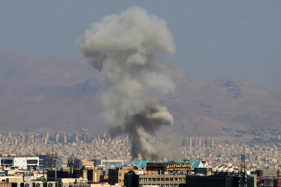 A cloud of smoke following an explosion in central Tehran on June 15.