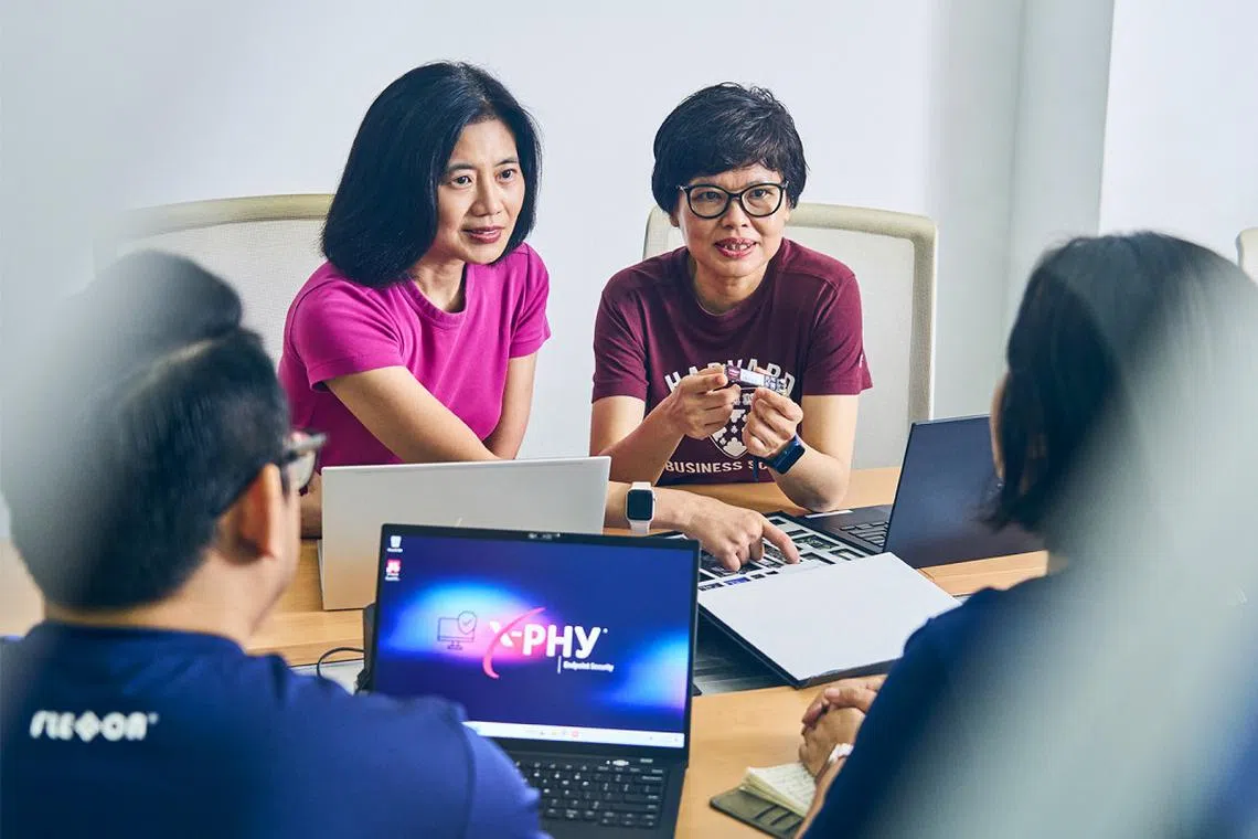 Flexxon co-founders May Chng (left) and Camellia Chan developed the world’s first AI-embedded security storage device, X-Phy, which earned them global recognition. 
