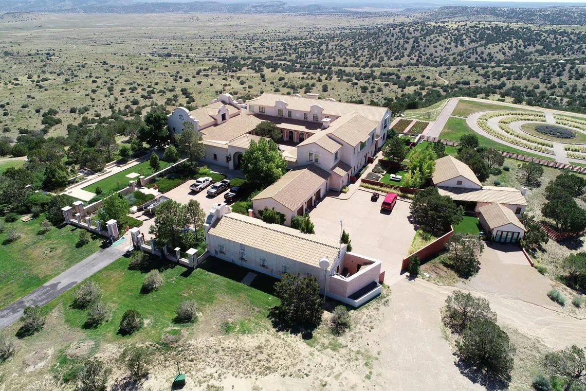 Zorro Ranch, one of the properties of financier Jeffrey Epstein, is seen in an aerial view near Stanley, New Mexico.