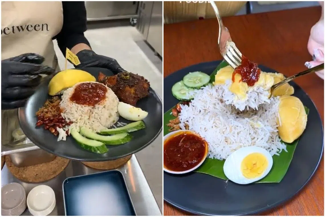 At In Between X Briyani Mak in Kuala Lumpur, diners can order a dish of regular nasi lemak, topped off with a helping or two of durian.