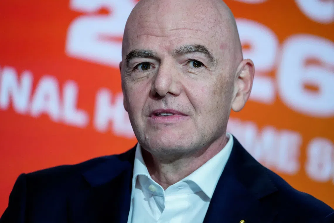 Gianni Infantino, President of FIFA, attends a press event organized by Global Citizen and FIFA to announce the FIFA World Cup Final Halftime Show in New York City, U.S., May 14, 2026.  REUTERS/Eduardo Munoz