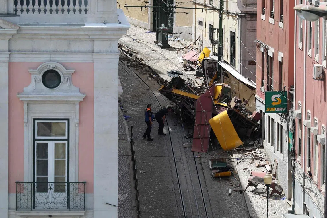 Seventeen people died when a funicular car in Lisbon careered down a hill and crashed into a building on Sept 3.