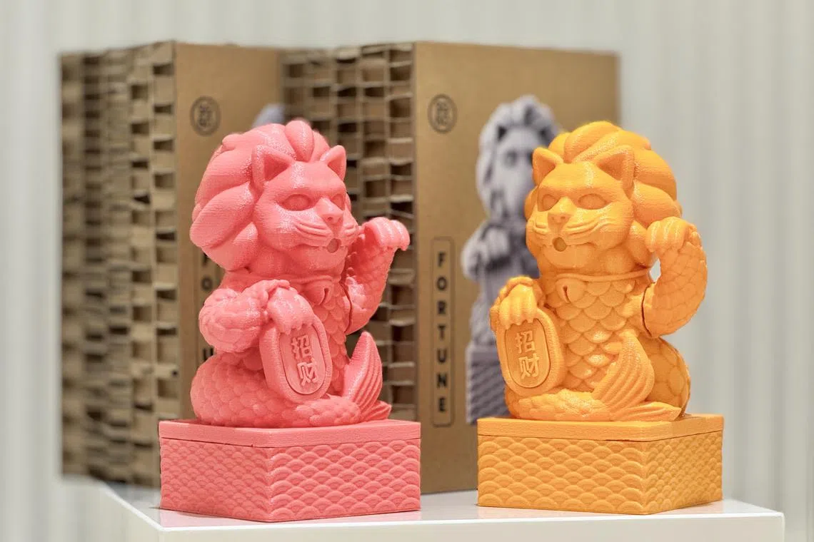 It took some 30 or so recycled plastic bottles to make each of these 3D-printed Merlion collectibles.