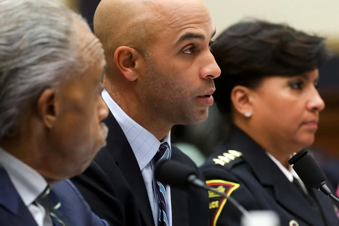 Former professional tennis player James Blake, who was assaulted by police in a case of mistaken identity, testifies during a U.S. House Judiciary Committee hearing on policing practices on Capitol Hill in Washington, U.S. September 19, 2019. REUTERS/Jonathan Ernst/ File photo