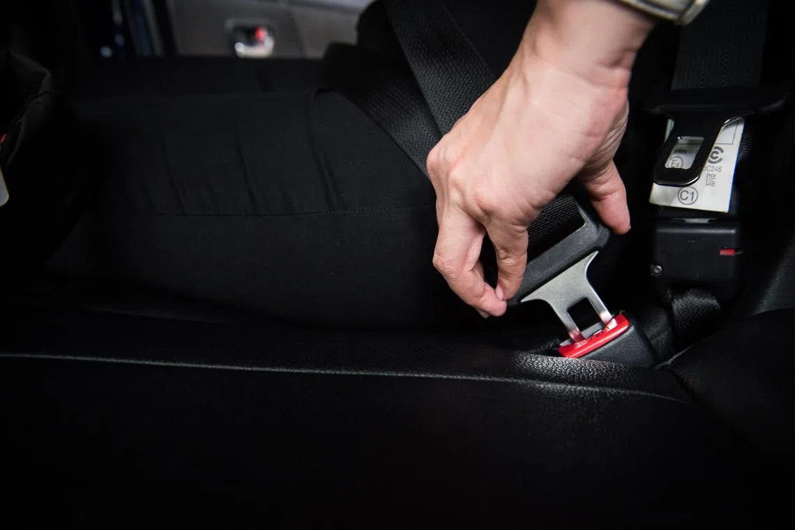 Seat belt warning systems use visual and audible alerts to encourage seat belt use.