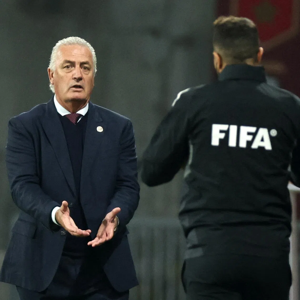 Soccer Football - International Friendly - Morocco v Paraguay - Stade Bollaert-Delelis, Lens, France - March 31, 2026  Paraguay coach Gustavo Alfaro reacts REUTERS/Catherine Steenkeste