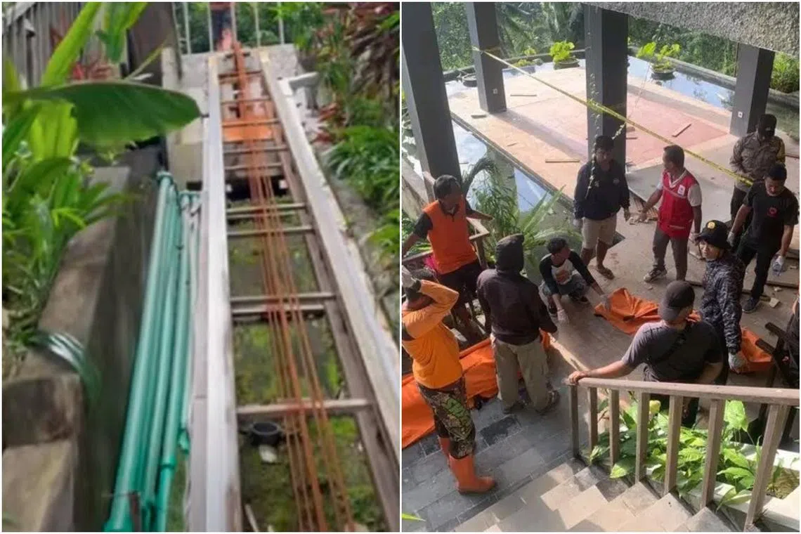 The workers were killed when the steel cable supporting the lift suddenly failed, plunging them 100m down a steep embankment.