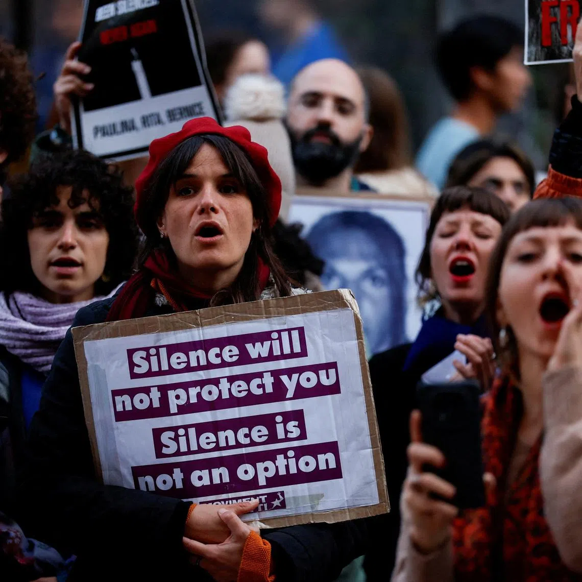 FILE PHOTO: People attend a demonstration to protest against femicide, sexual violence and all gender-based violence ahead of the International Day for Elimination of Violence Against Women, in Valletta, Malta November 23, 2025. REUTERS/Darrin Zammit Lupi/File Photo