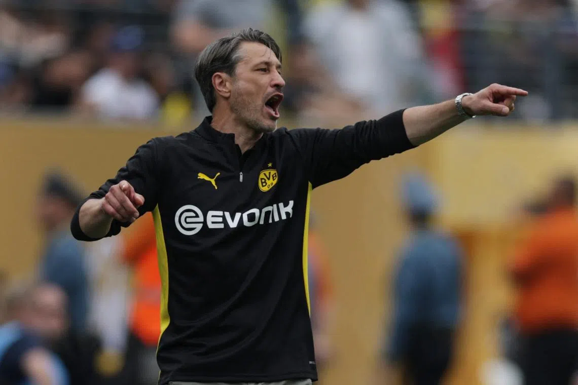 FILE PHOTO: Soccer Football - FIFA Club World Cup - Group F - Fluminense v Borussia Dortmund - MetLife Stadium, East Rutherford, New Jersey, U.S. - June 17, 2025 Borussia Dortmund coach Niko Kovac reacts REUTERS/Jeenah Moon/File Photo