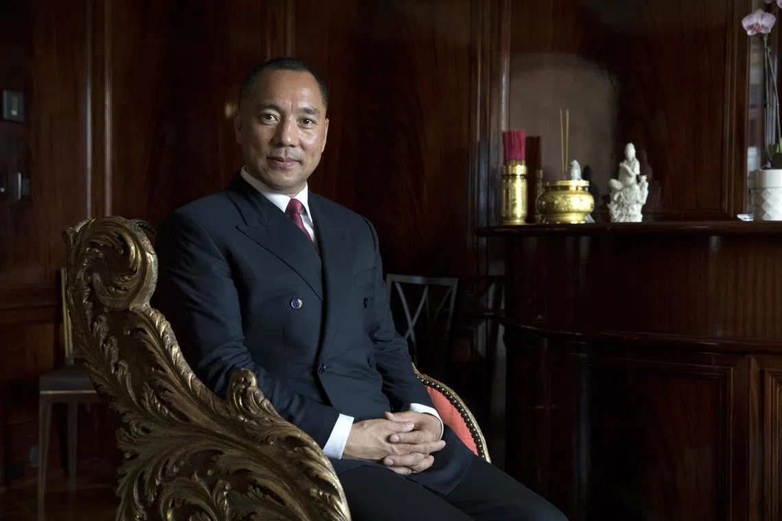  FILE Ñ  Guo Wengui, the prominent Chinese property developer, at his apartment in the Sherry Netherlands Hotel in Manhattan, May 16, 2017. The fate of Guo Wengui, the exiled Chinese billionaire whose opposition to the Chinese Communist Party made him a darling of the American right, rests with a Manhattan jury after his fraud and money-laundering trial came to a close on Thursday, July 11, 2024. (James Estrin/The New York Times)