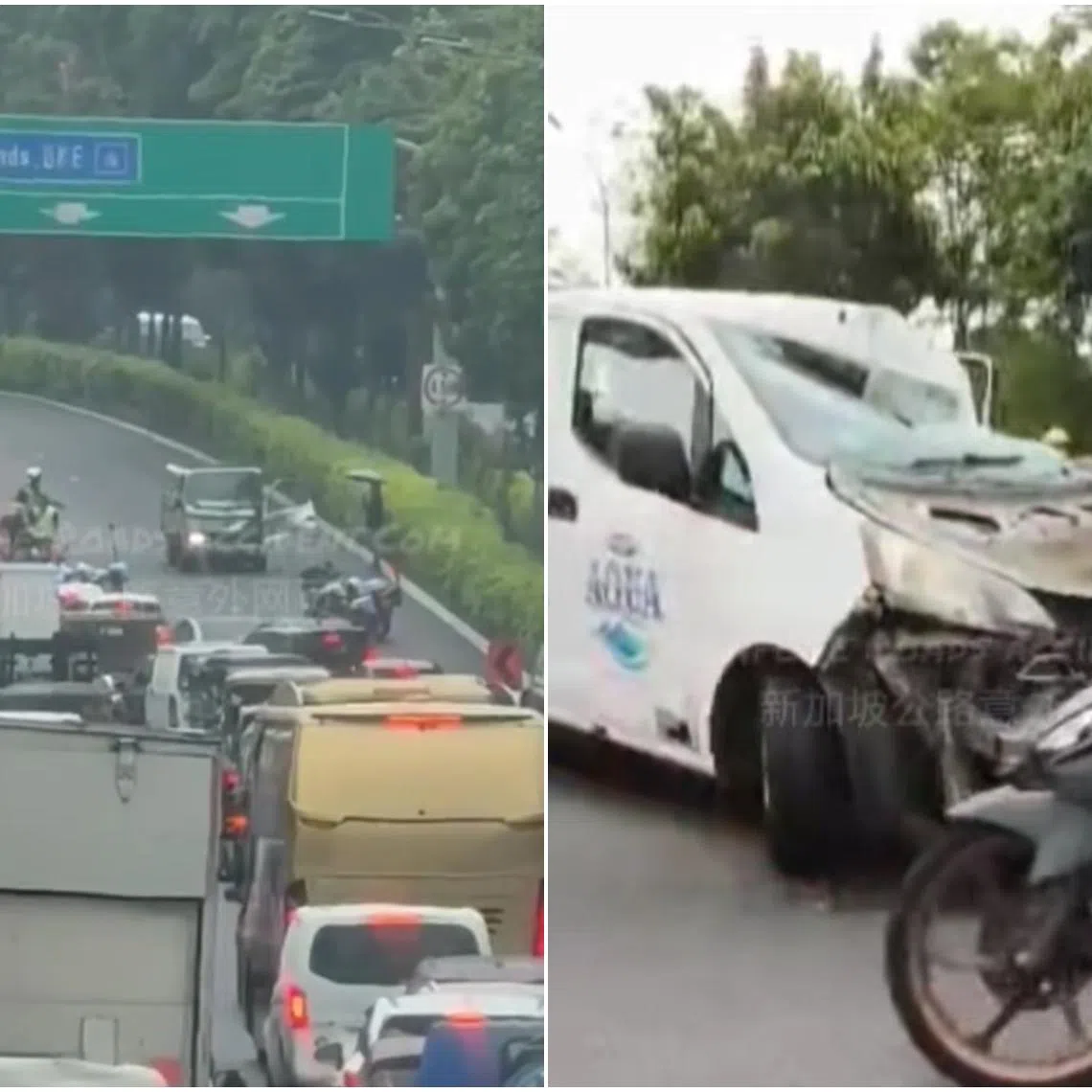The accident happened on the Seletar Expressway (SLE) towards the Bukit Timah Expressway (BKE) at about 9.40am.