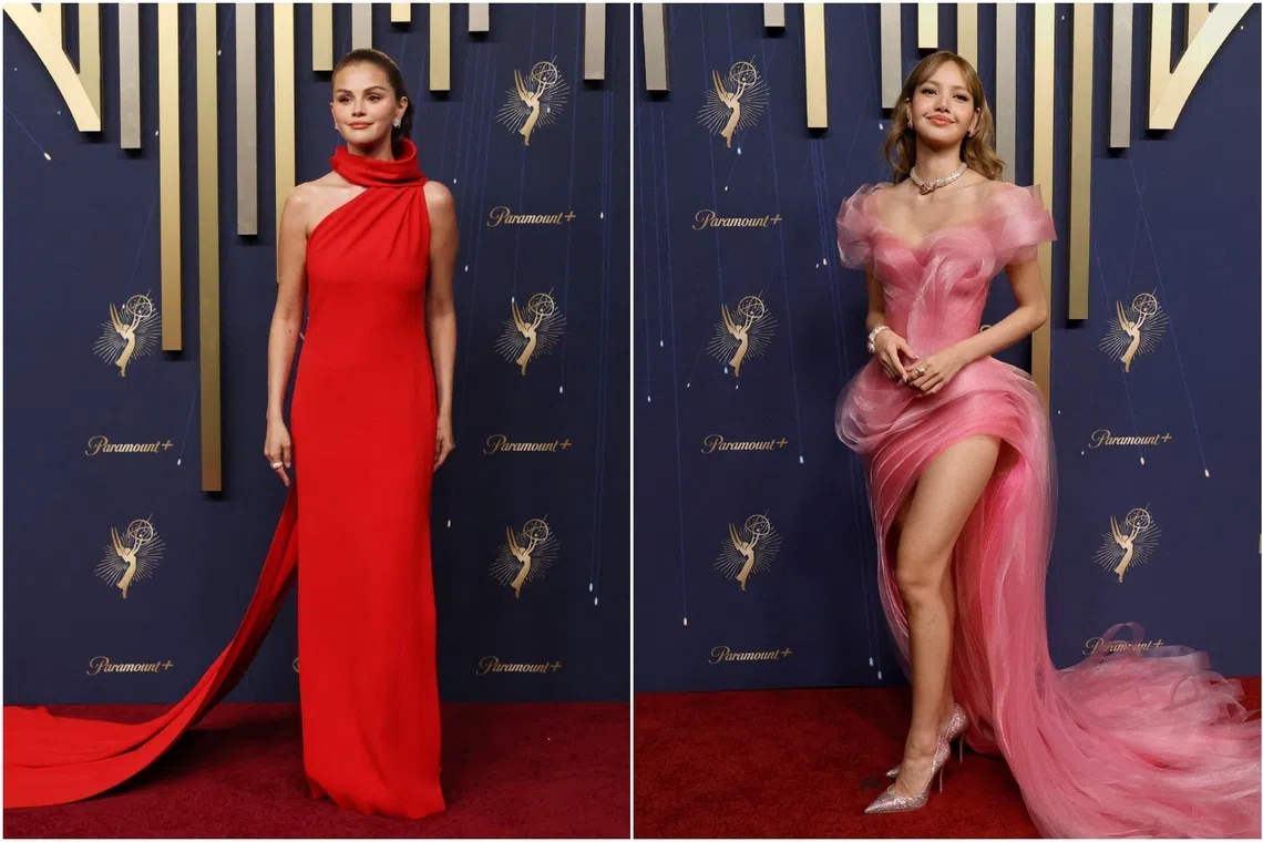 Selena Gomez (left) and Lisa at the 77th Primetime Emmy Awards in Los Angeles, California, on Sept 14. 