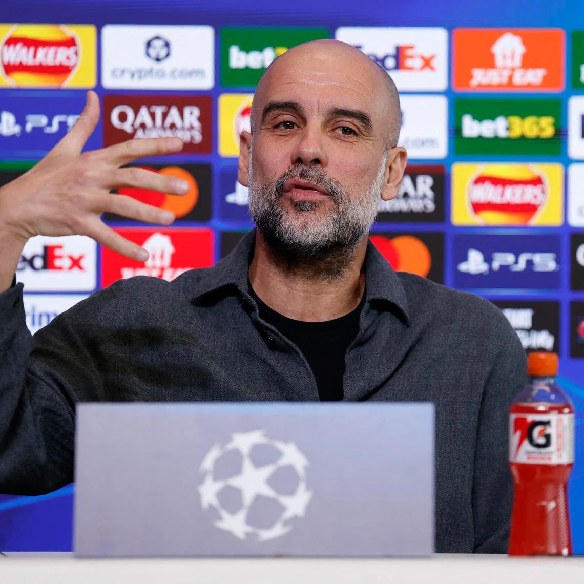 Soccer Football - UEFA Champions League - Manchester City Press Conference - Etihad Campus, Manchester, Britain - March 16, 2026 Manchester City manager Pep Guardiola during press conference Action Images via Reuters/Jason Cairnduff