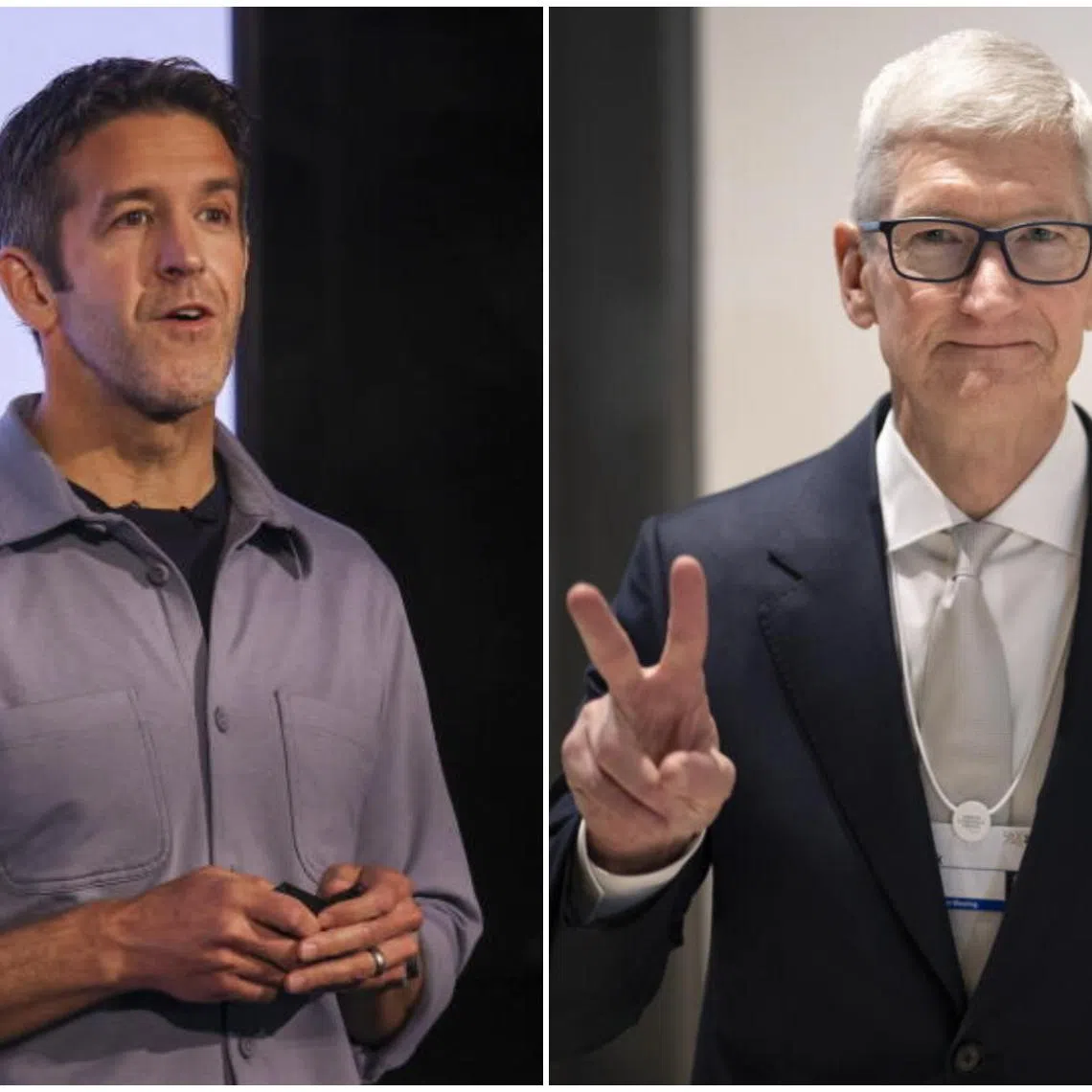 Apple's hardware chief John Ternus (left) will succeed chief executive Tim Cook as the company's next leader.