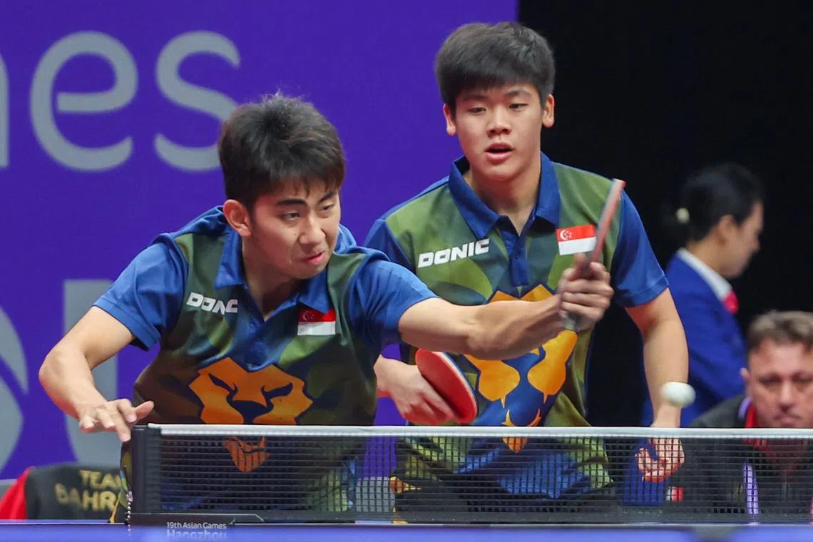 Koen Pang and Izaac Quek competing at the 2023 Asian Games in Hangzhou, China.