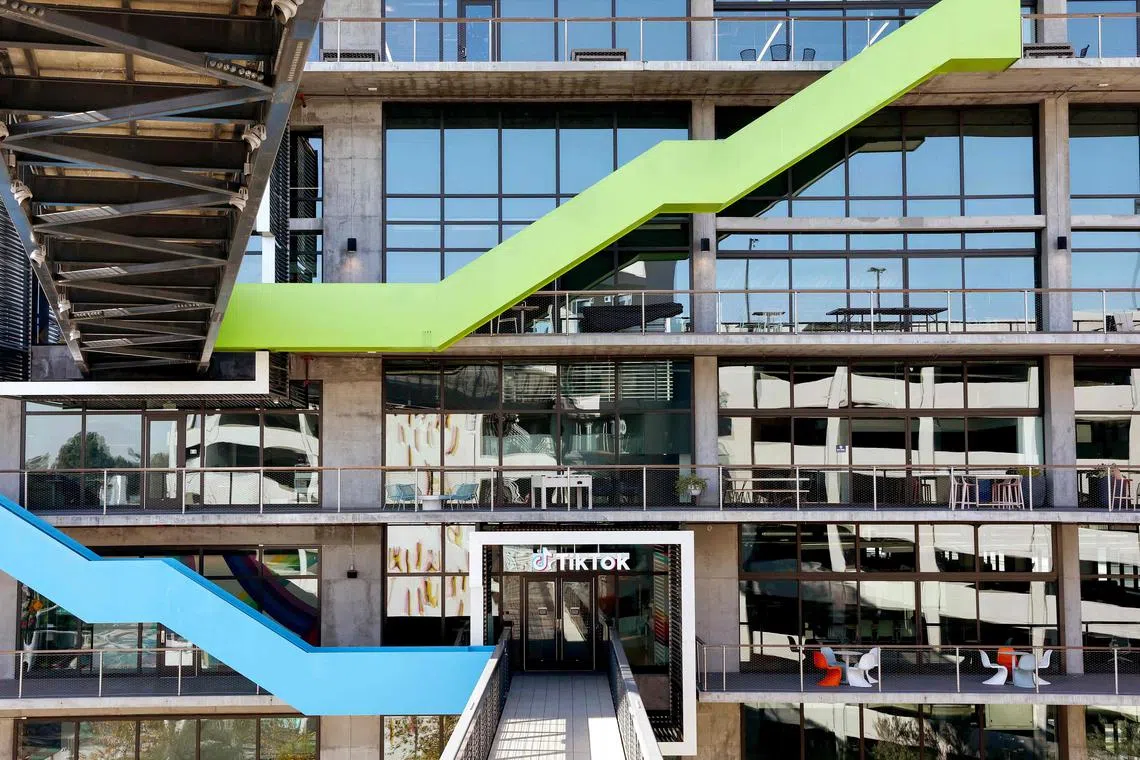 The TikTok logo is displayed at a TikTok office on Dec 20, 2022, in Culver City, California.