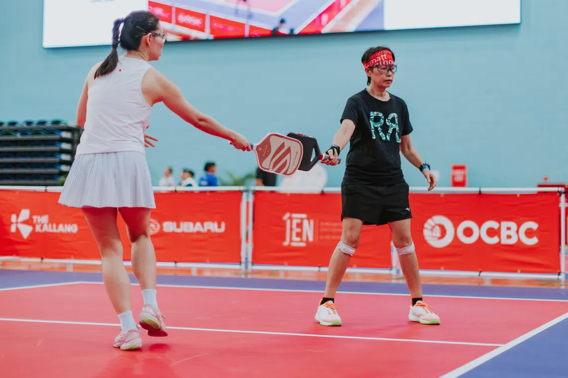 Thai national Punnee Amornviputpanich (right, with her Singaporean friend Jocelyn Chua) was among over 1,000 participants who took part in the inaugural OCBC-Great Eastern Pickleball Open.