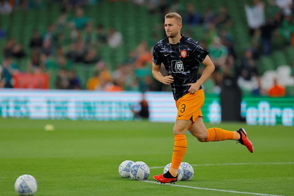 Netherlands' Matthijs de Ligt warming up before the Euro 2024 clash against Ireland.